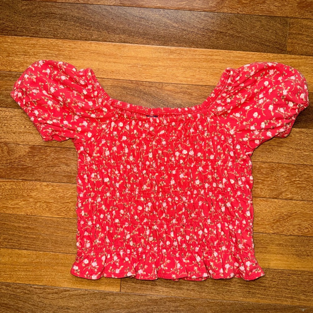 Old Navy Red Floral Blouse